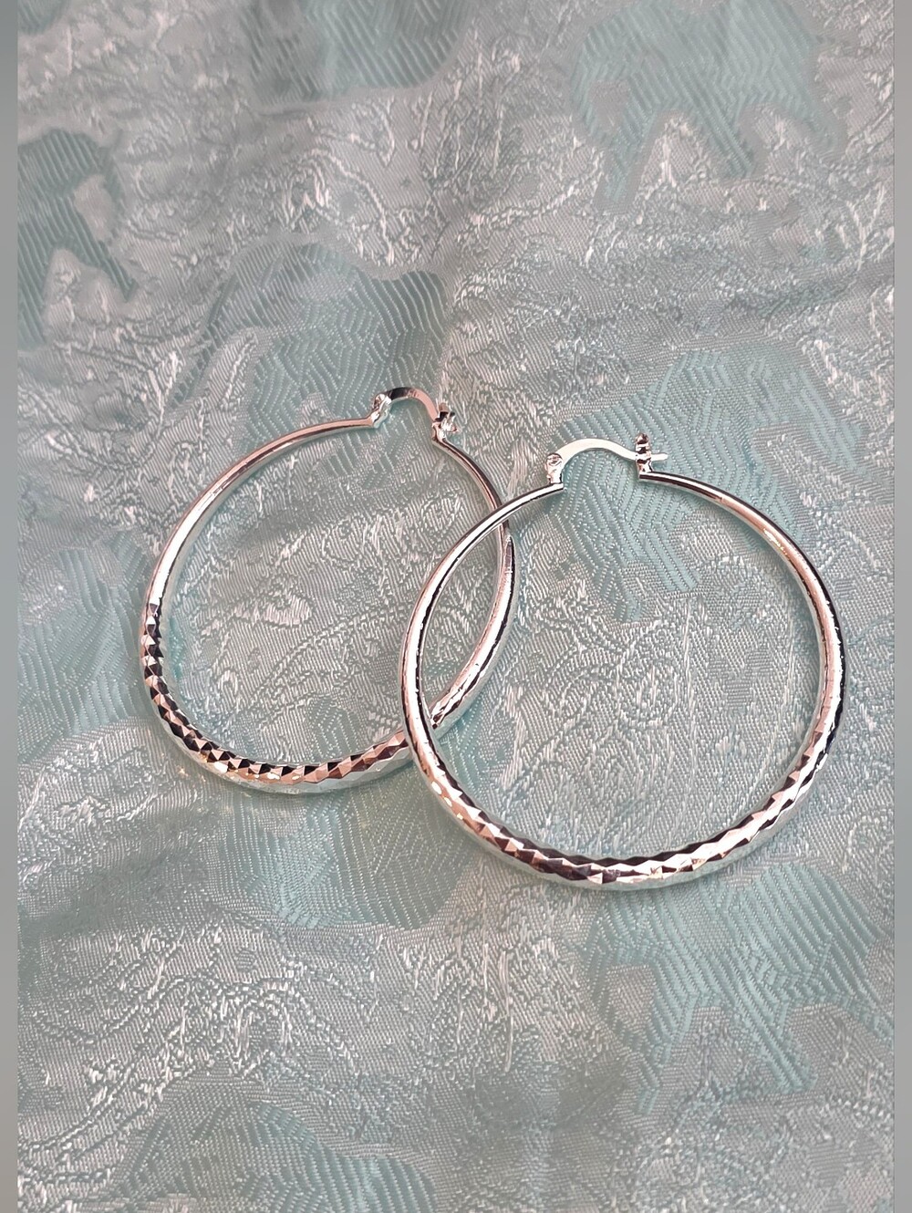 925 Sterling Silver Faceted Hoop Earrings